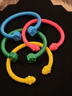 Plunder Bright Blue Pink Green Yellow Cable Cuff Bracelets